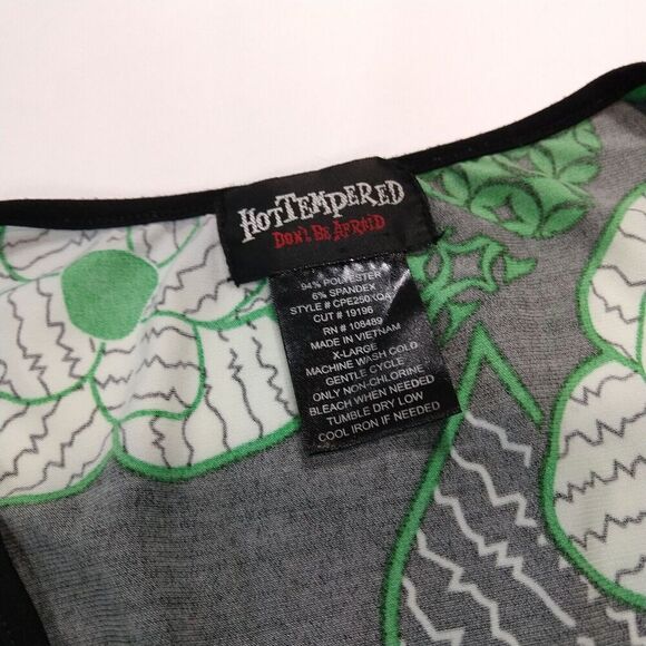 Vintage Y2K Top Size XL Green Floral Milkmaid Flutter Sleeve Tie Back **READ** - Picture 3 of 4